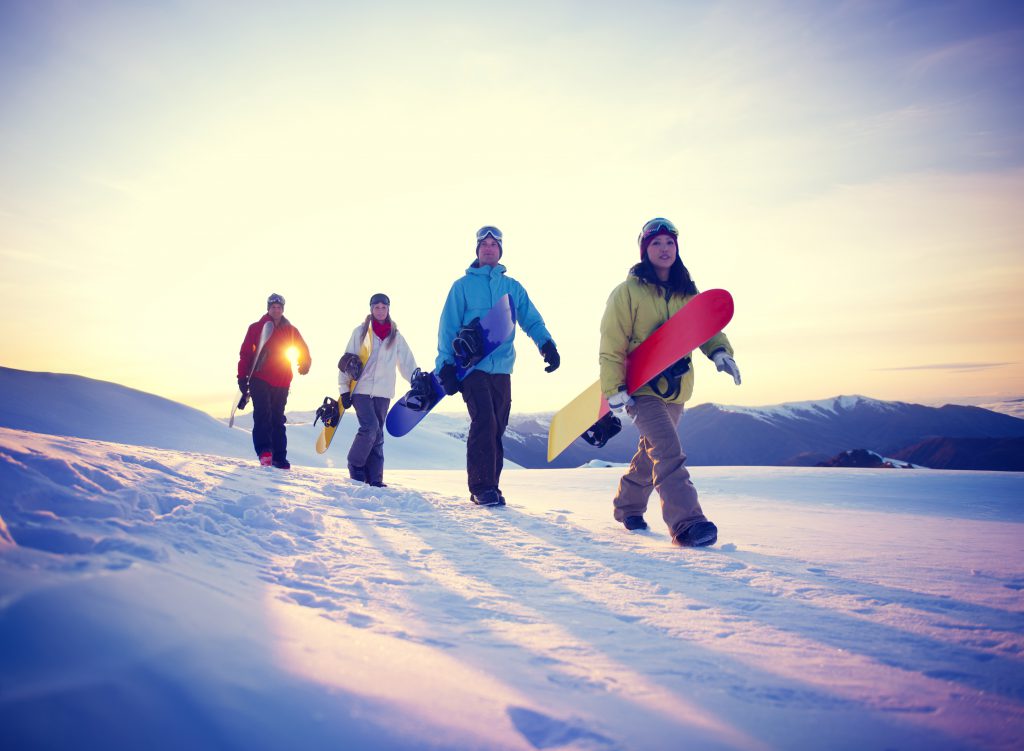 People Snowboard Winter Sport Friendship